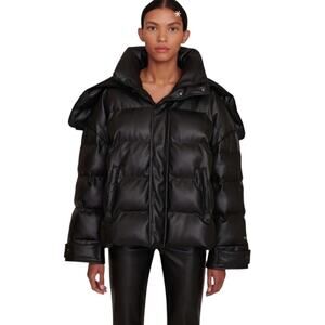 Staud Oversized Ace Coat In Black Size Medium Puffer Coat With Removable Hood